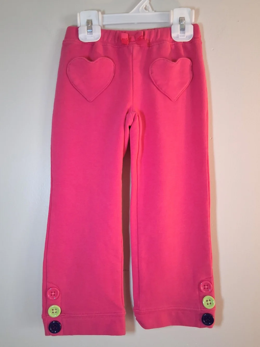 Gymboree Bright Pink Fleece-Lined Joggers with Heart Knees Size 3T